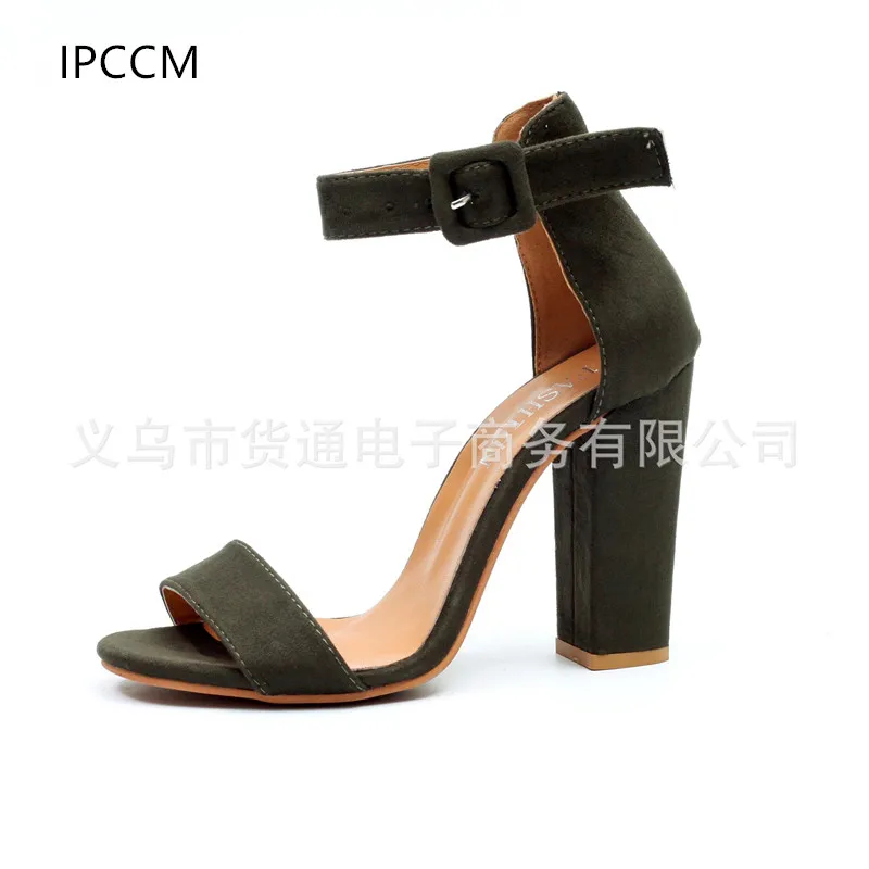 

IPCCM Brand 2018 New European And American Large Size Thick With Sandals Women's Solid Color Super High Heel Sandals