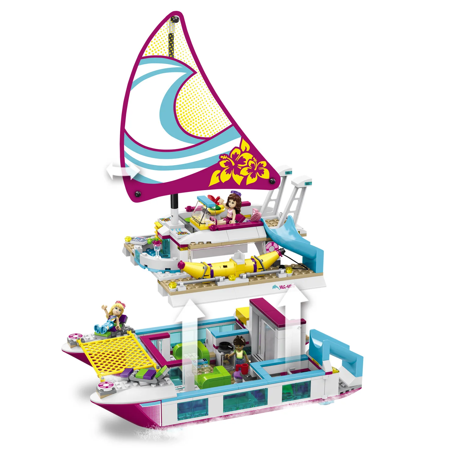 

651pcs Compatible Legoinglys 41317 Girl Friends Series Building Blocks Toys Sunshine Catamaran Kids Bricks Toy Girl Gifts
