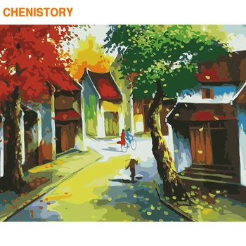 

CHENISTORY Frame 60x75 DIY Painting By Number Landscape Acrylic Paint By Number Handpainted For Home Decor Calligraphy Painting