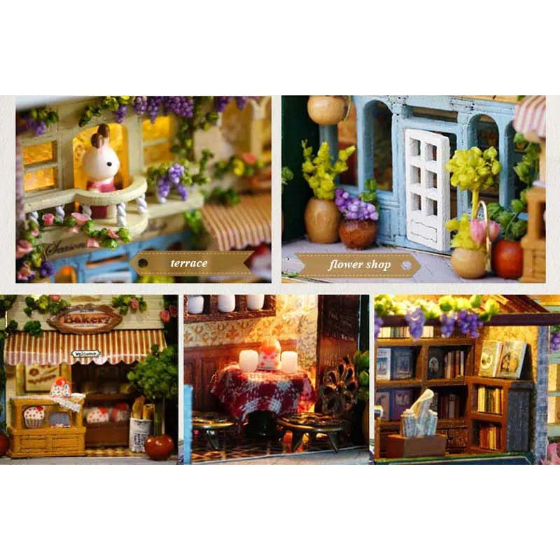 DIY деревянный ручной работы домик коробка игрушки собрать модель теплый дом миниатюрная мебель милый мультфильм кролик кукольная комната Детский подарок