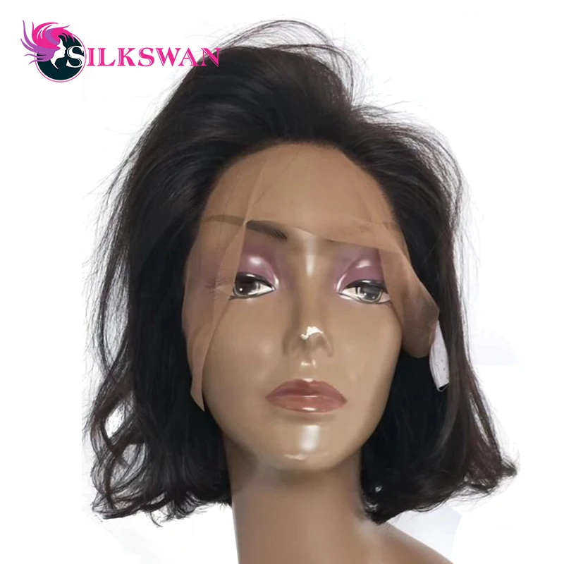 

Slik Swan Brazilian Hair Natural Wave Human Hair Bob Wigs 150density With Baby Hair Natural Color For Women Remy Hair