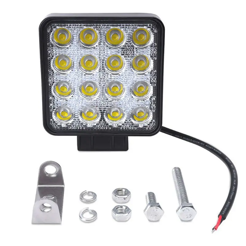 3 2pcs 4.3Inch Square 48W 3360Lm Yellow Spotlight 3000K Led Work Light Spot Driving Work Lamp Fog Bulb Offroad Light Off-road Truck Car Automobile ATV UTV SUV Boat Fish 4WD Tractor Safety Warning Safe
