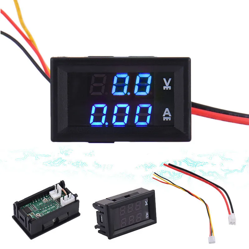 

Digital DC Voltmeter Ammeter DC 200V 10A Voltage Current Meter Power Supply DC 0-100V Blue Green LCD Dual Display Free Shipping