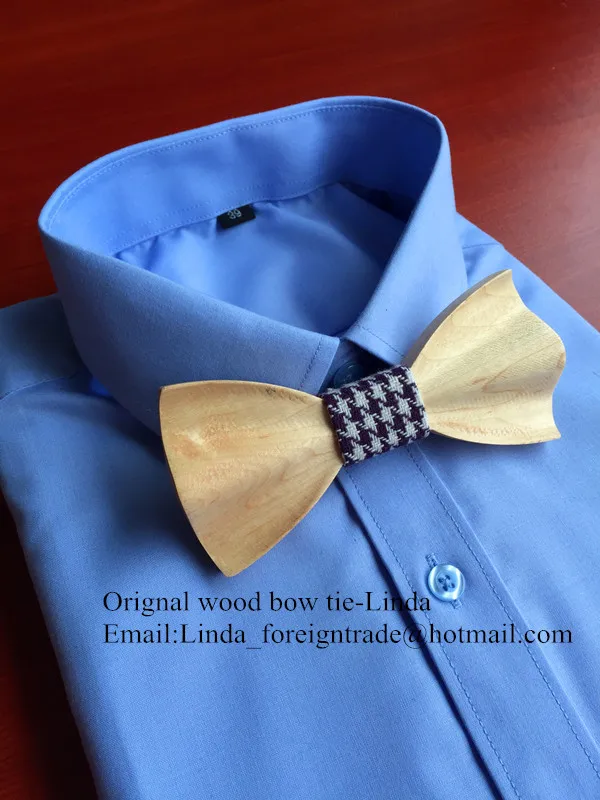 Bow unusual stylish tie made of pear wood Original unique gift for