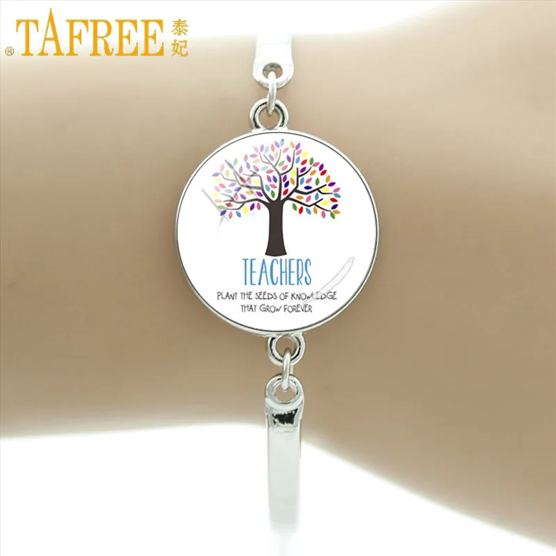 TAFREE браслеты для учителя для женщин цветные металлические очаровательные ювелирные изделия для учителя подарки ручной работы CT684 - Окраска металла: CT690