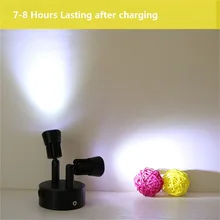 2 Вт/6 Вт подзарядка с двойной головкой дистанционная оконная лампа, дистанционное управление шоу свет, Витринный Шкаф беспроводной пульт дистанционного батарея прожектор
