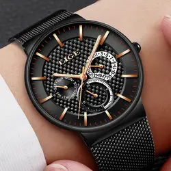 Lige часы Для мужчин модные спортивные кварцевые часы Для мужчин S часы лучший бренд класса люкс Дата Водонепроницаемый Бизнес наручные часы