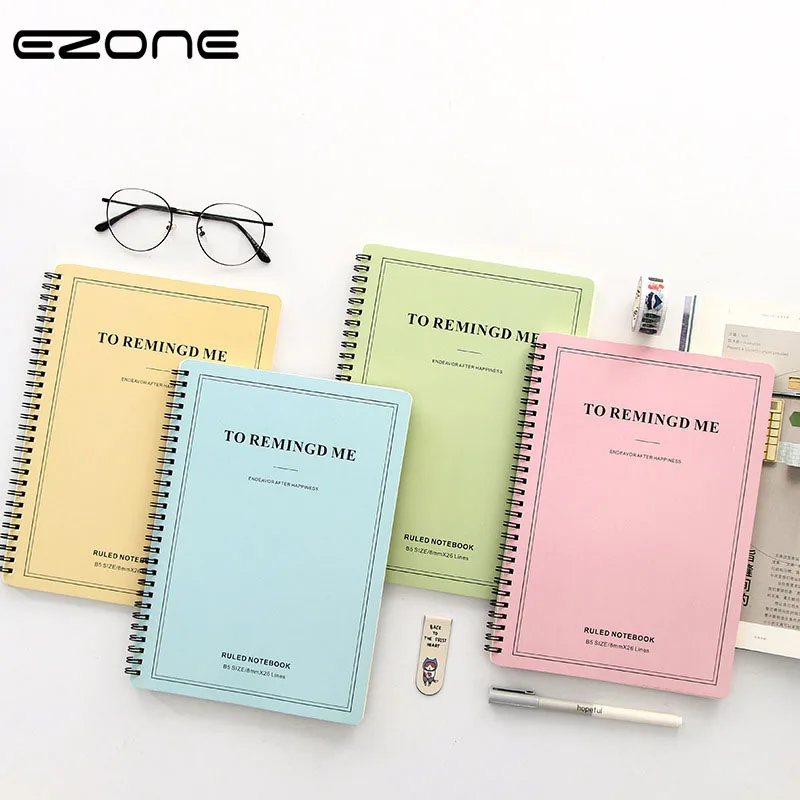 

EZONE Korea Kawaii Notebook Brief Candy Color Note Book Creative Coil Spiral Notepad Traveler Journal Diary School Office Supply