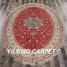 YILONG 6'x9' большой медальон Классический ручной работы Красный Овальный ручной работы Шелковый турецкий ковер(SL78B6x9