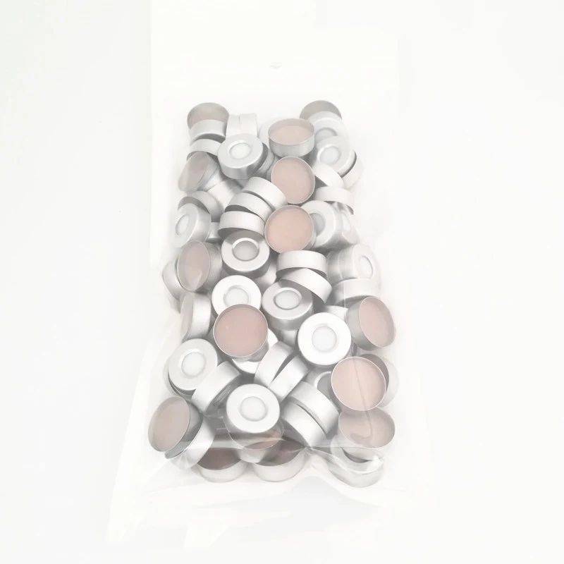 

100 Pieces 20*3mm Nature PTFE / Nature Silicone Septa,Crimp top Aluminum Cap,10mm Center Hole For 10ml 20ml Vial