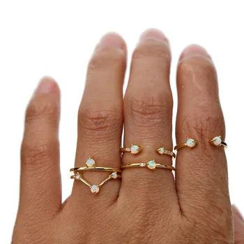 

fashion 2018 New Gold filled jewelry Women's OPAL CZ Knuckle Midi Mid Finger Tip Stacking Rings