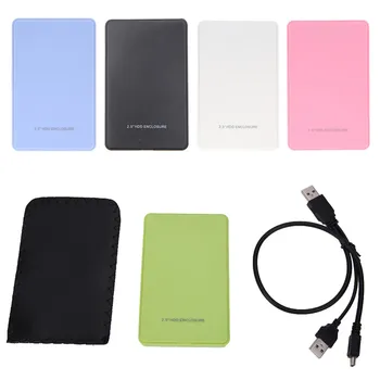 

2.5 Inch Slim Portable HDD Enclosure USB 2.0 External Hard Disk Case SATA Hard Disk Drives HDD Case with USB Cable and Pouch New