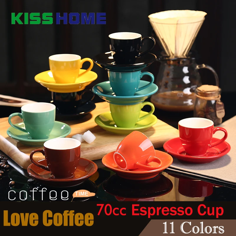 

70ml Espresso Coffee Mug High-grade Ceramic Coffee Cup Dish Set Macaron European Style Cappuccino Milk Cups Latte Drinkware