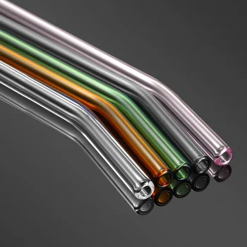 

9PCS Special Fine Curved Glass Pipet Environmental Glass Health Baby Drinking Straws Pipette Drinking Straws Eco-friendly