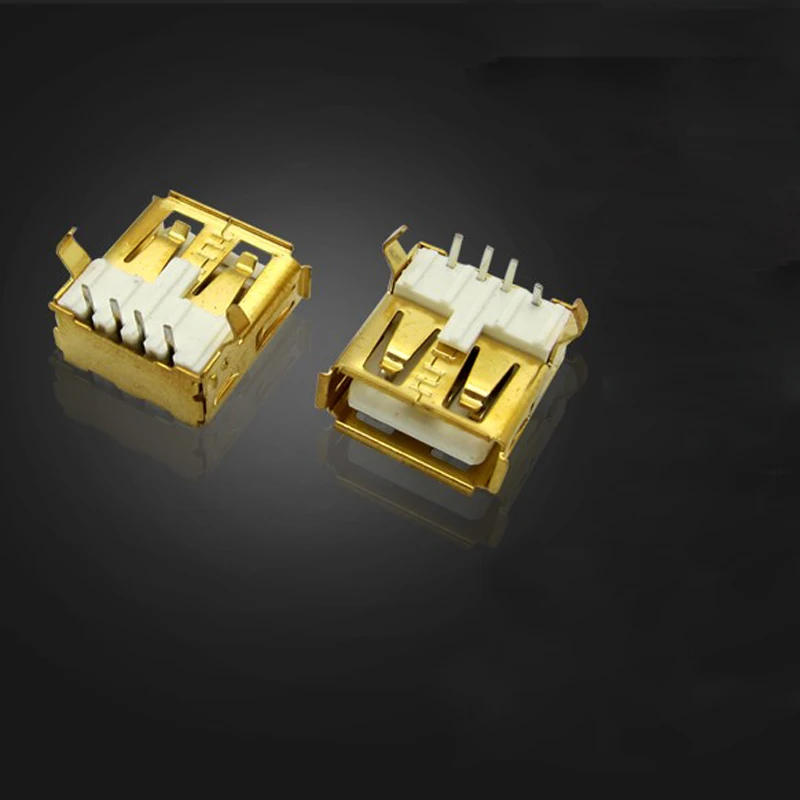 

100pcs Micro Usb Connector 2.0 Female Seat AF Seat AF 90 Degrees Curved Feet Covered With No Curling Usb Head Gold-plated