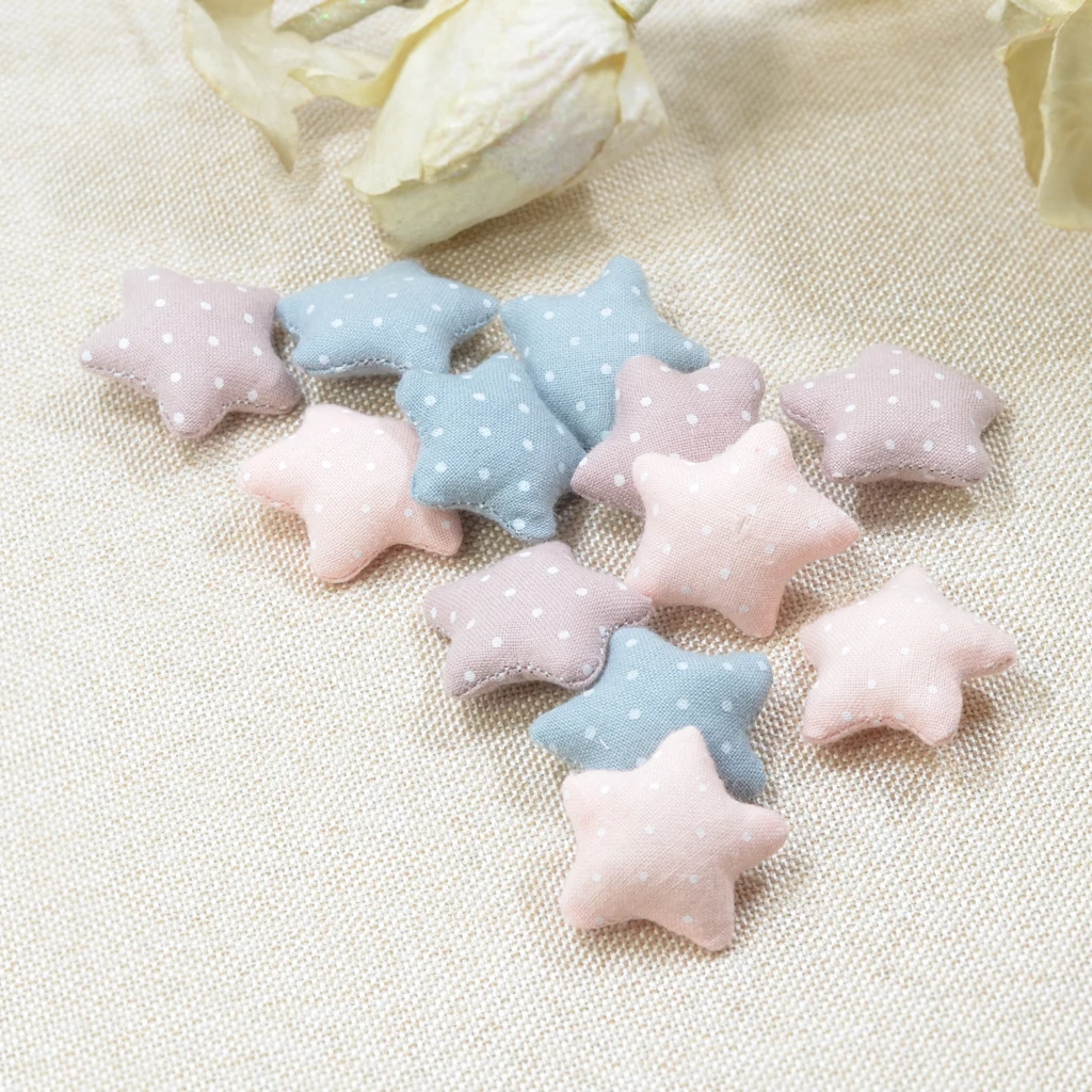 12pcs Korean Style Kawaii Padded Fabric Star Patches Appliques For Clothes Sewing Supplies DIY Hair Accessories Craft Decoration