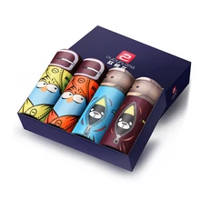 Мужские трусы-боксеры с рисунками из мультфильмов, 4 шт., Лайкровые Семейные трусы, мужское нижнее белье, Модальные Мужские сексуальные трусы, Мужские дышащие трусы