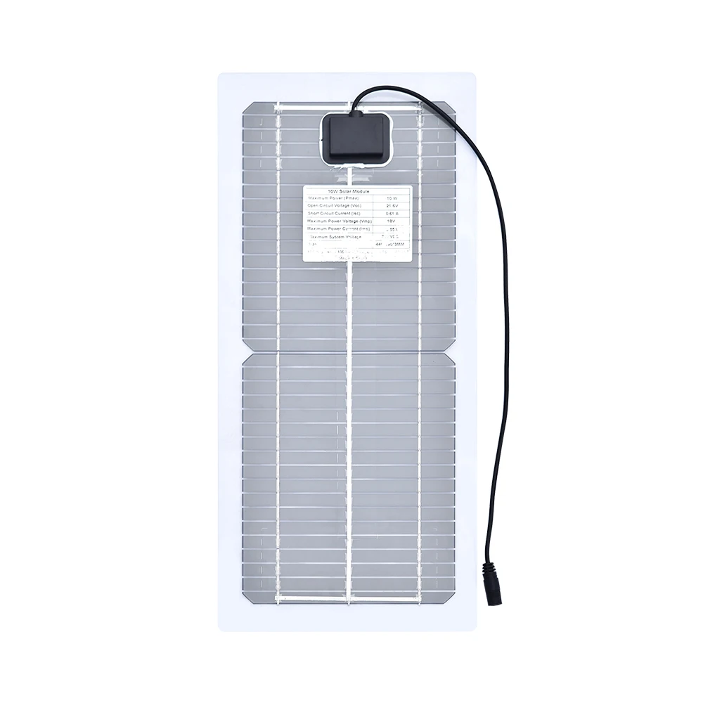 Xinpuanng 18 в 10 Вт комплект солнечных батарей Прозрачный полугибкий монокристаллический Солнечная панель DIY модуль открытый разъем DC зарядное устройство