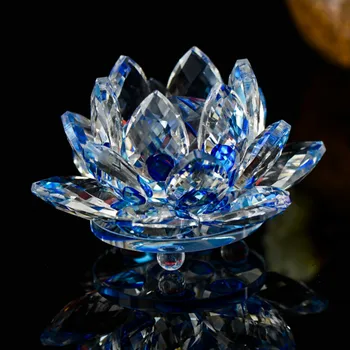 

XINTOU Crystal Lotus Flower Ornaments Feng shui Home Decorative Figurines 8 CM Creative Wedding Object Decoration Craft Gift box