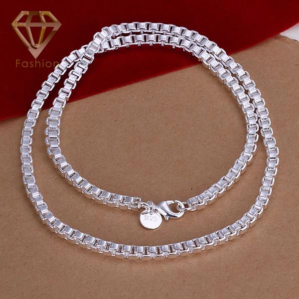 PP Joyeros Recomendar Moda 18 Pulgadas 4 MM Plata Plateó Cadenas Collar de Joyería de Los Hombres Collar de La Caja Aberdeen|jewelry jobjewelry - AliExpress