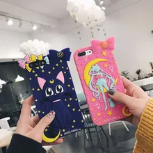 

phone case For iphone 7 7 Plus Cartoon Anime Sailor Moon Soft TPU Silicone Case For iphone 7 Cute silicone cat back case cover