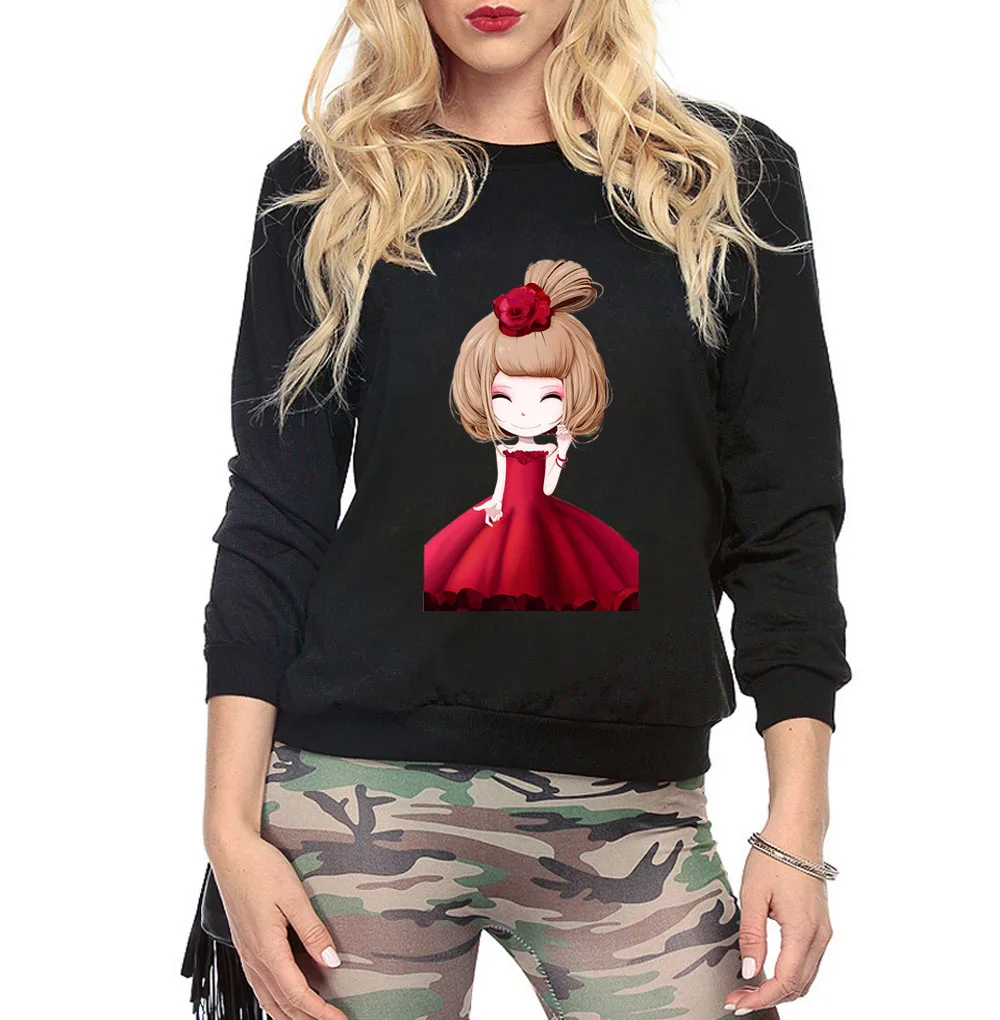 Женская мода хип-хоп толстовки мультфильм девушка o-образным вырезом с длинным рукавом брендовая одежда 2019 принт толстовка пуловеры с