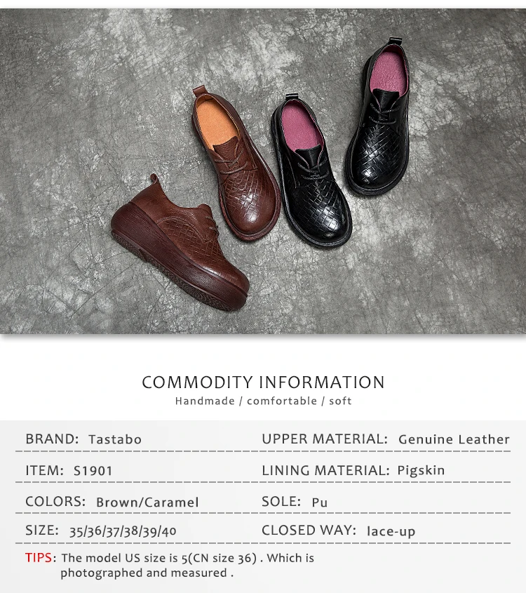 Tastabo/Женская обувь из натуральной кожи; коллекция года; сезон весна-лето; стиль; Винтажная обувь ручной работы; Повседневная простая обувь на плоской платформе