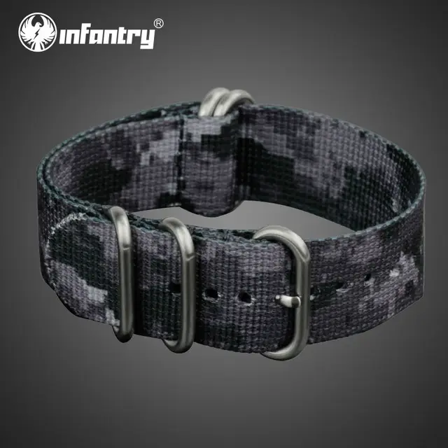 INFANTRY 22mm Urban Camo Nato Strap Zulu Watchband 5 Rings G10 Watch