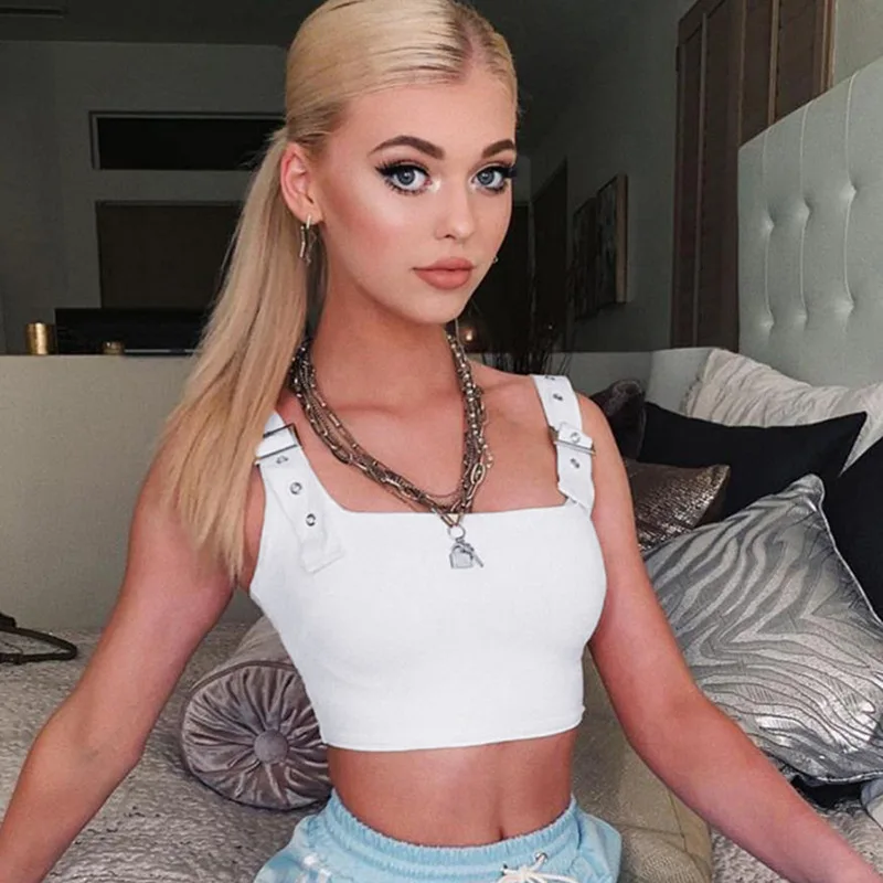 

Jo Kalin 2019 Summer New Tanks Top Women Solid Sexy Fitness Crop Top Streetwear White Black Camisole Tank Tops Sleeveless Camis