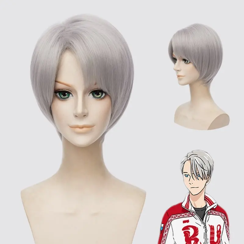 Парик Аниме YURI on ICE Victor Nikiforov термостойкий синтетический парик для косплея |