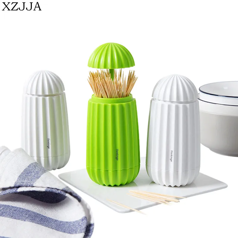 

XZJJA Creative Cactus Shape Toothpick Holders Automatic Toothpicks Box Dispenser Home Bar Table Accessories