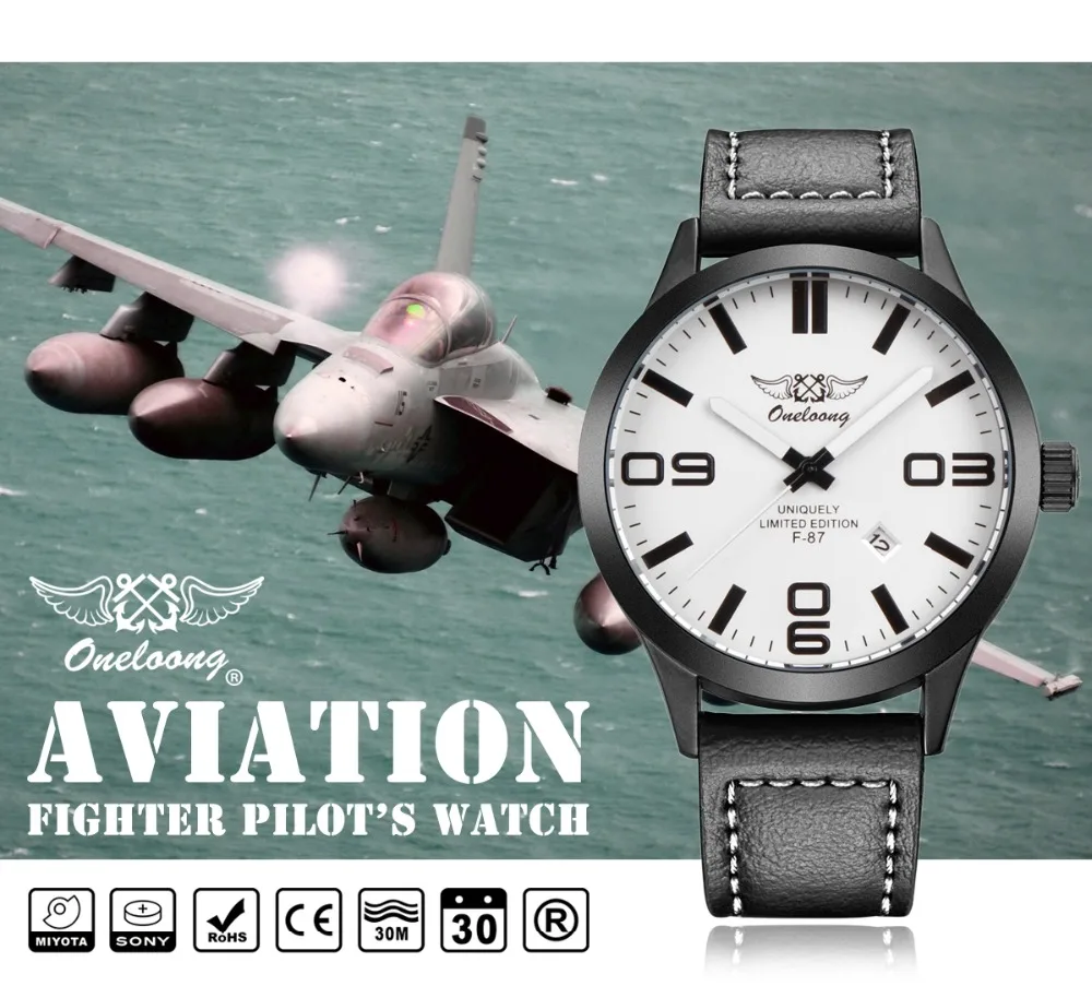 Военные пилоты часы мужские спортивные Кварцевые водонепроницаемые часы лучший бренд модные Календарь полный кожаный ремень часы Relogio Masculino