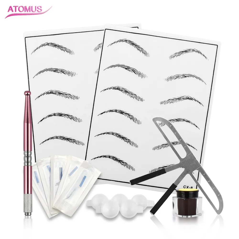 

Permanent Make Up with 2 eyebrows practice skin Steel Pinca Sobrancelha Farb Stifte Stainless Needle Skin Microblading Practice
