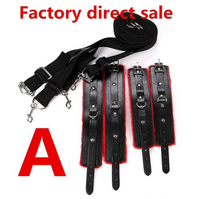 $US $15.99  constraint sm Sexy Lingerie PU Leather BDSM Sex Bondage Set Hand Cuffs Footcuff Whip Rope Blindfold