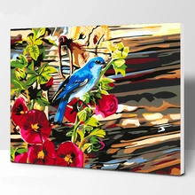 Цветы и птицы номер картина маслом картины для уркашения стен для гостиной холст животное Цифровая живопись рисунки без рамки