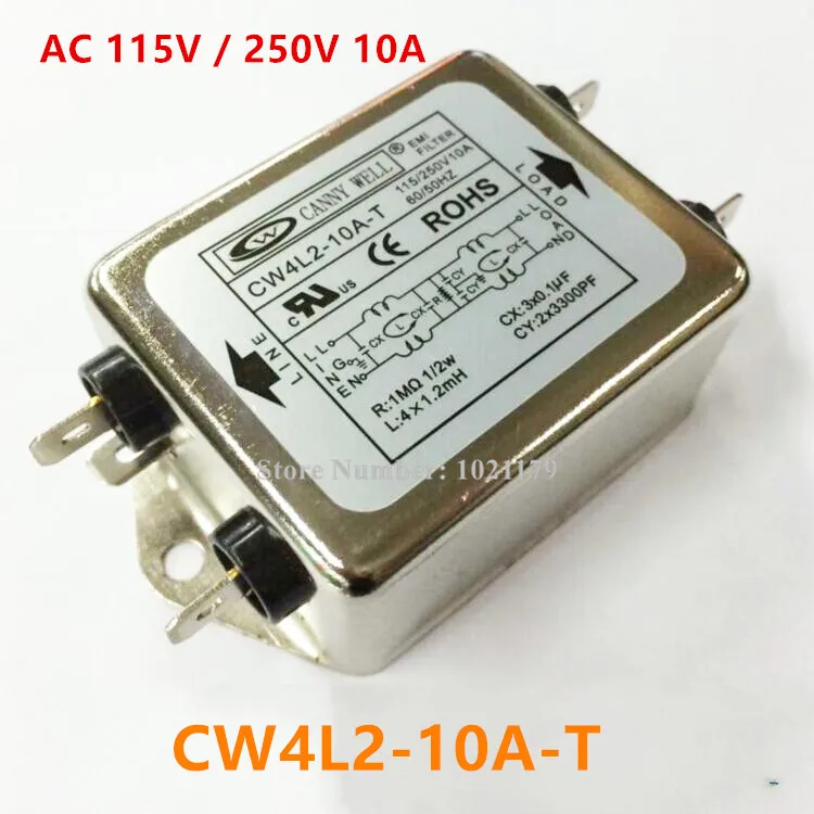 

CW4L2-10A-T AC 115V / 250V 10A 50/60HZ Single Phase Power EMI filter