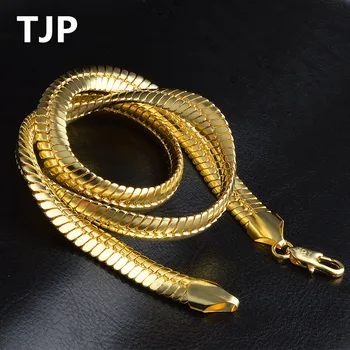 

TJP Luxury 9MM Snake Necklace For Mann Party Jewelry Top Fashion Men Gold Choker Necklace Lovers Birthday Valentine's Day Gift