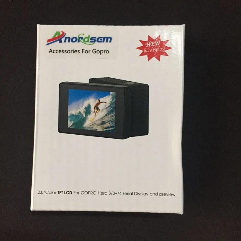 Anordsem 액세서리 LCD 백팩 디스플레이 화면, Go pro Hero 3 +/4 용 외부 화면, Gopro Hero 3 스포츠 카메라 마운트