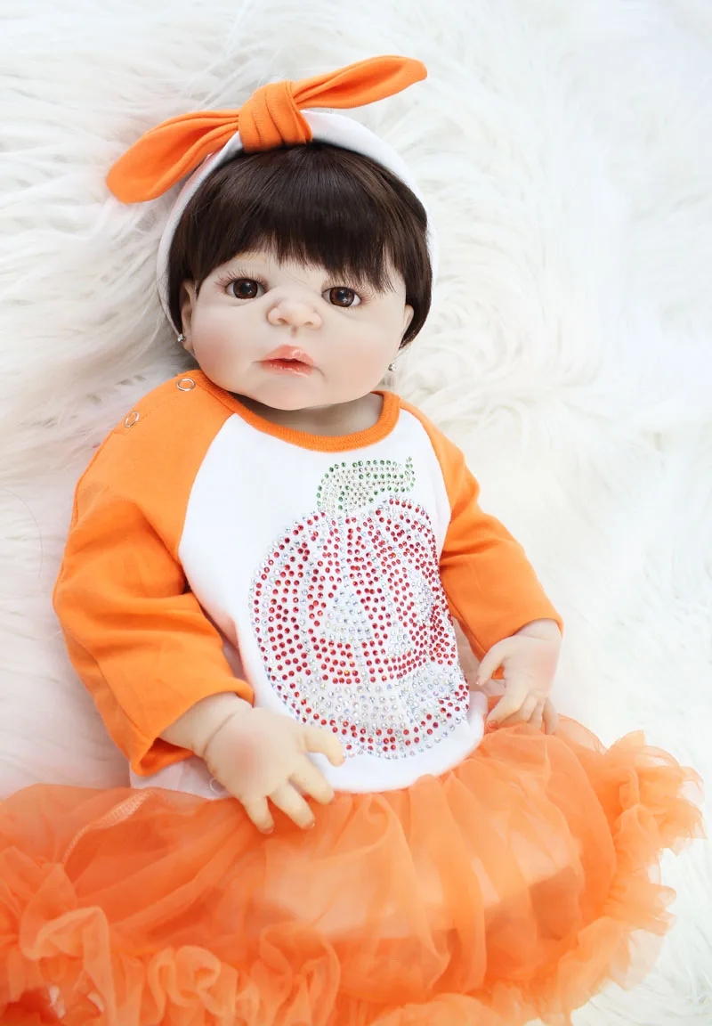 55 см полный силикона Reborn Baby Doll игрушки, реалистичные 22 ''мягкий винил новорожденных принцесса для маленьких девочек Bonecas Bebe жив дети