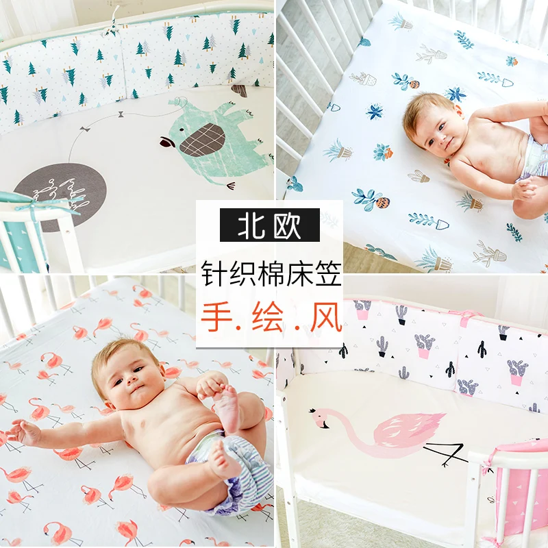 baby bed sheet 100% Cotton Crib Fitted Sheet Soft Baby Bed Mattress Cover Protector Cartoon Newborn Bedding Cot Size 130*70cm