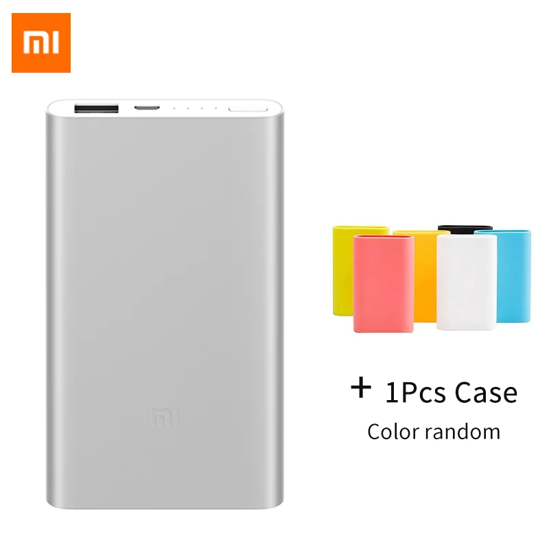 Original Xiaomi Power Bank 5000mAh 2 Portable Charger Slim Xiomi Powerbank 5000 Li-polymer External Battery With Silicone Case