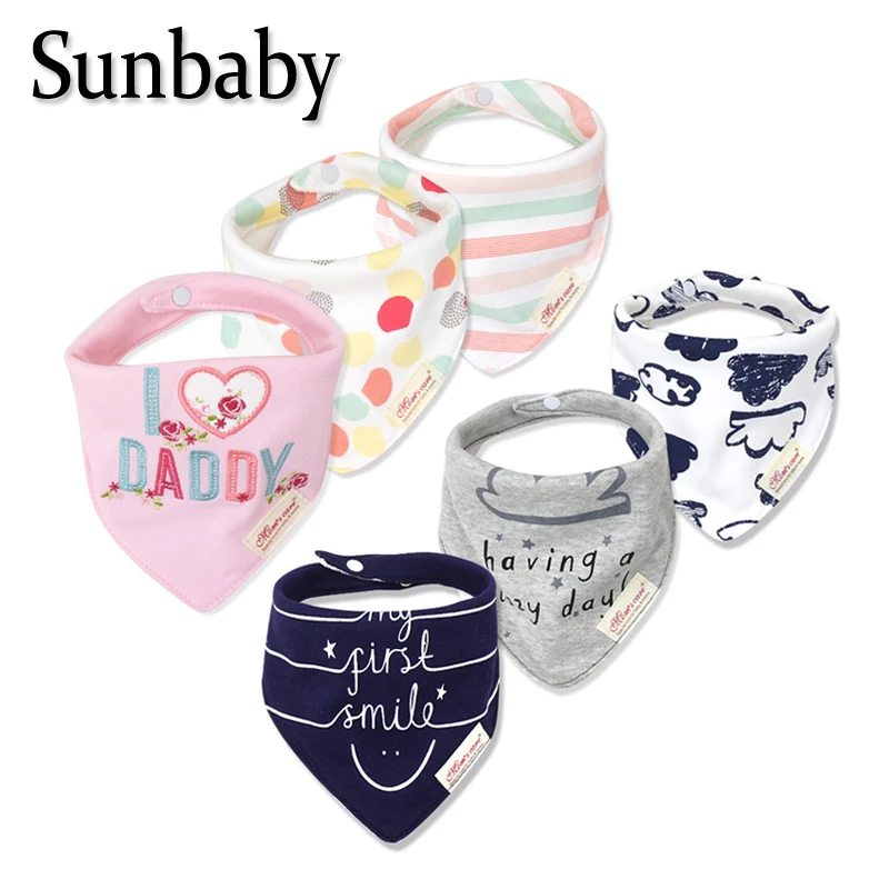 

Sunbaby New Funny Cartoon Multi Design Cotton Fabric Triangle Baby Bibs Feeding Scarf Burp Cloths For Baby Boys Girls 3 pcs set