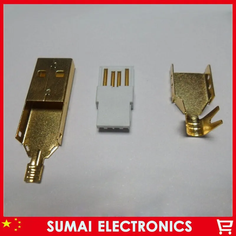 50 компл./лот 3u высококачественное золотое покрытие DIY USB 2,0 A Тип штекер разъем проводное соединение