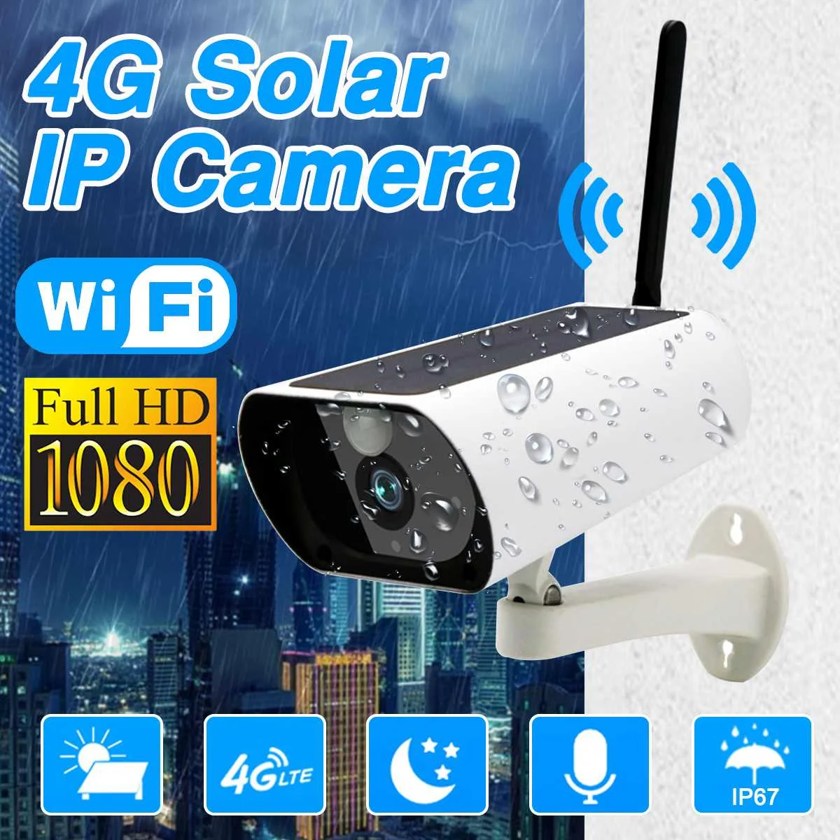 

4G Solar Security Camera PIR Camera 1080p Real-time 2G2P FULL Super-angle Lens Talk Wireless Camera Solar Camera