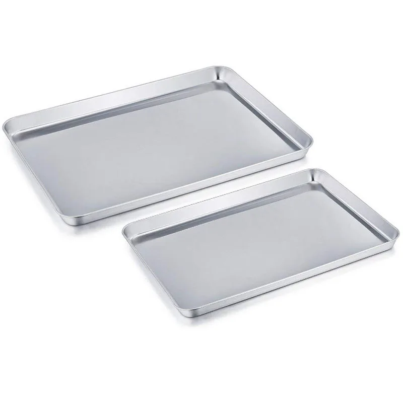 3 Different Sizes Baking Tray Set of 3 Non Toxic & Healthy Cookie Sheet HaWare 18/0 Stainless Steel Baking Pans Mirror Finish & Less Stick Easy Clean & Dishwasher Safe - Toaster Oven Tray 