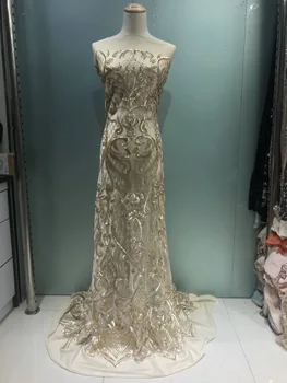 

French Lace Fabric High Quality 2019 African Sequin Lace Fabric Silver Red Black Lace Trim African Dresses For Party JL044