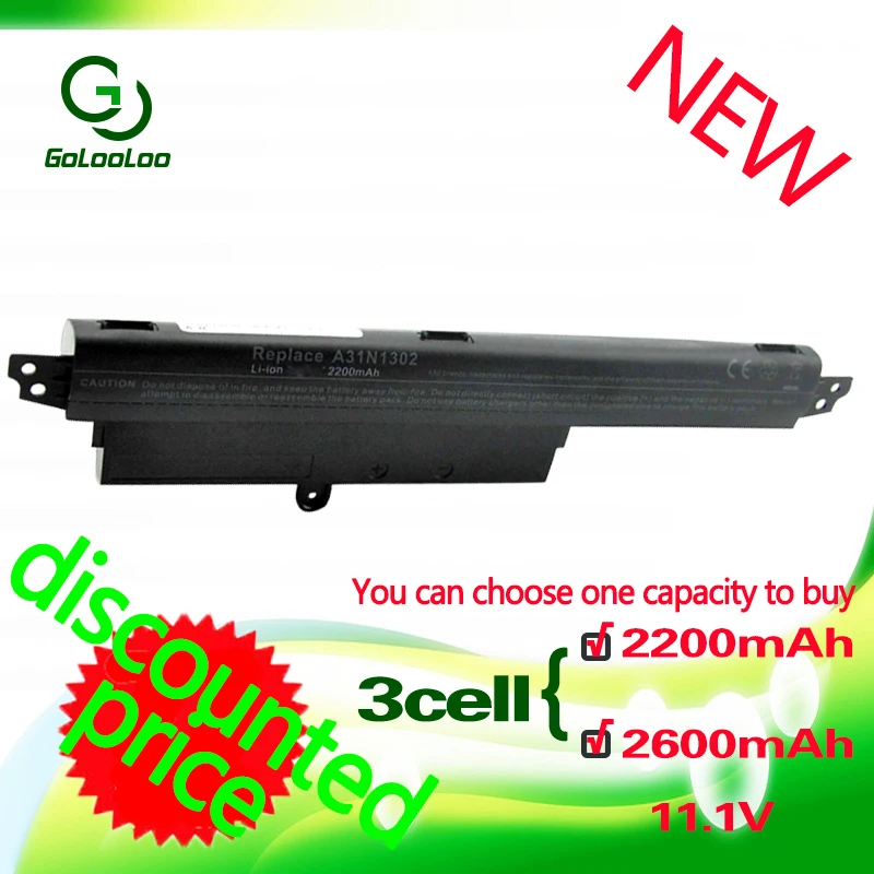 Аккумулятор Golooloo для ноутбука VivoBook 2200 мАч Asus A31N1302 A31LM9H X200CA X200M X200LA X200MA | Компьютеры