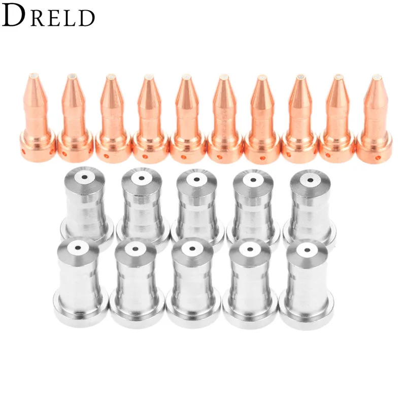 DRELD 20pcs/set Electrodes 33366XL+Nozzle 33418 for PT-23 PT-27 Plasma Cutting Torch Consumable 80A Replacement Consumable Parts DRELD 20pcs/set Electrodes 33366XL+Nozzle 33418 for PT-23 PT-27 Plasma Cutting Torch Consumable 80A Replacement Consumable Parts