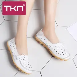 TKN 2019 летние женские плоские туфли с вырезом Слипоны женские лоферы, балетки женские повседневные кожаные туфли женская обувь криперы 915