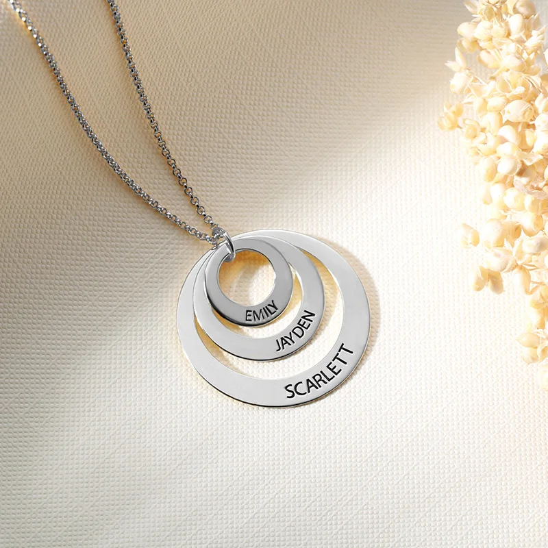 На заказ, русский круг, ожерелье 2-5 круг, семейное ожерелье с гравировкой, подарок на день рождения, горячая Распродажа для Ebay/Amazon/Etsy